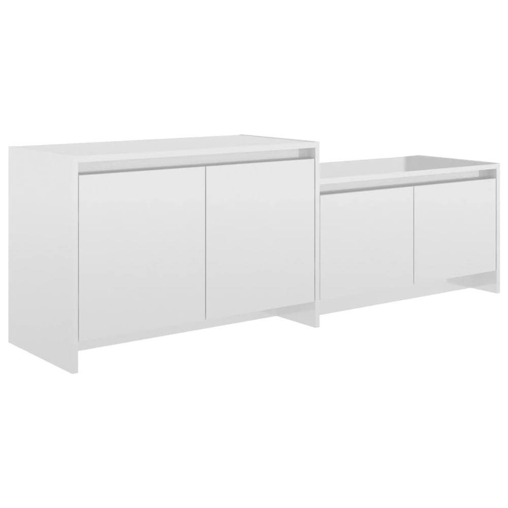 vidaXL TV Cabinet High Gloss White 57.7"x13.8"x19.7" Engineered Wood. Picture 2