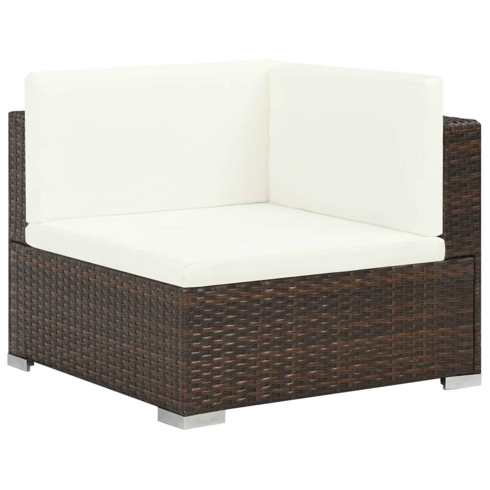 vidaXL 6 Piece Patio Lounge Set with Cushions Poly Rattan Brown, 313749. Picture 3
