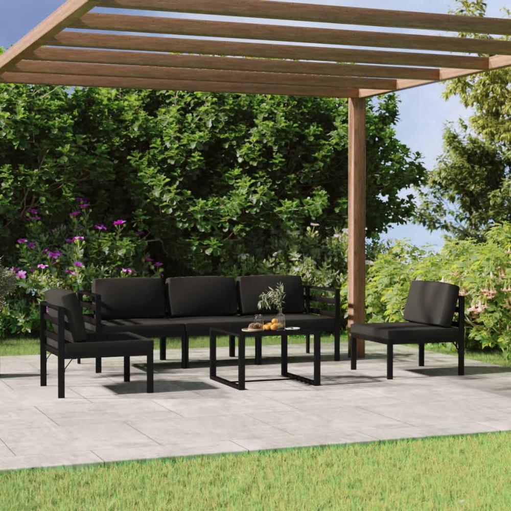 vidaXL 6 Piece Patio Lounge Set with Cushions Aluminum Anthracite, 3107791. The main picture.