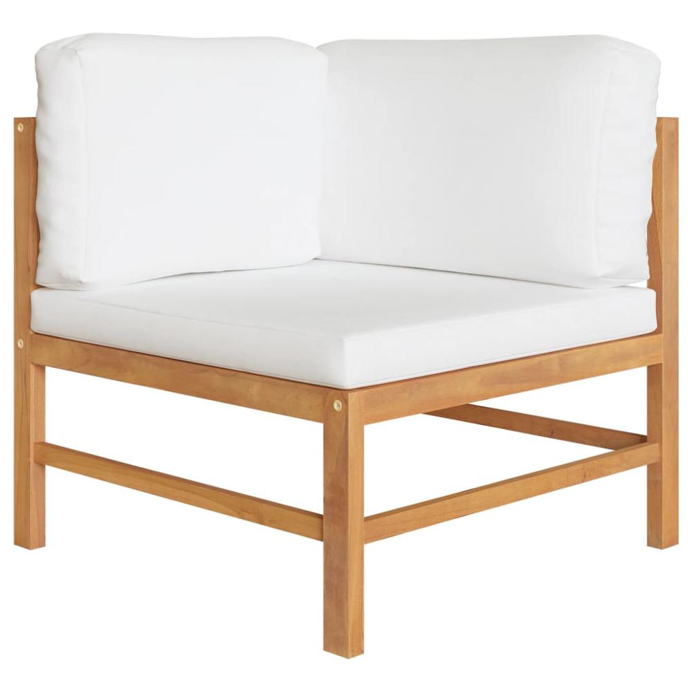 vidaXL 2-seater Patio Bench with Cream Cushions Solid Teak Wood. Picture 2