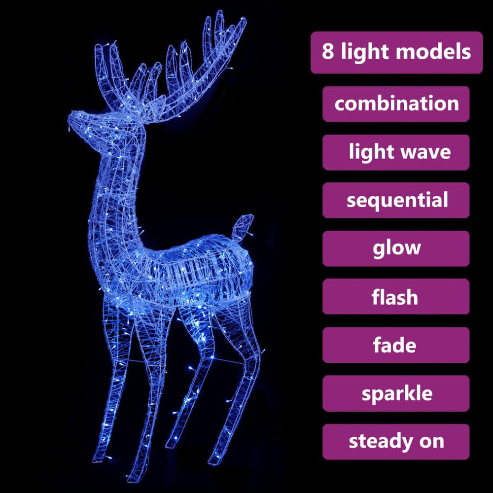 vidaXL XXL Acrylic Christmas Reindeer 250 LED 70.9" Blue. Picture 4