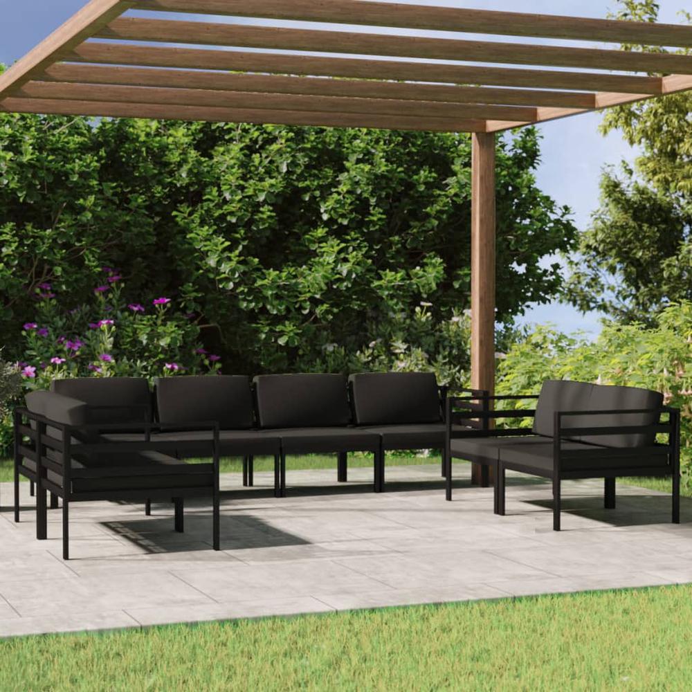 vidaXL 8 Piece Patio Lounge Set with Cushions Aluminum Anthracite, 3107798. Picture 1