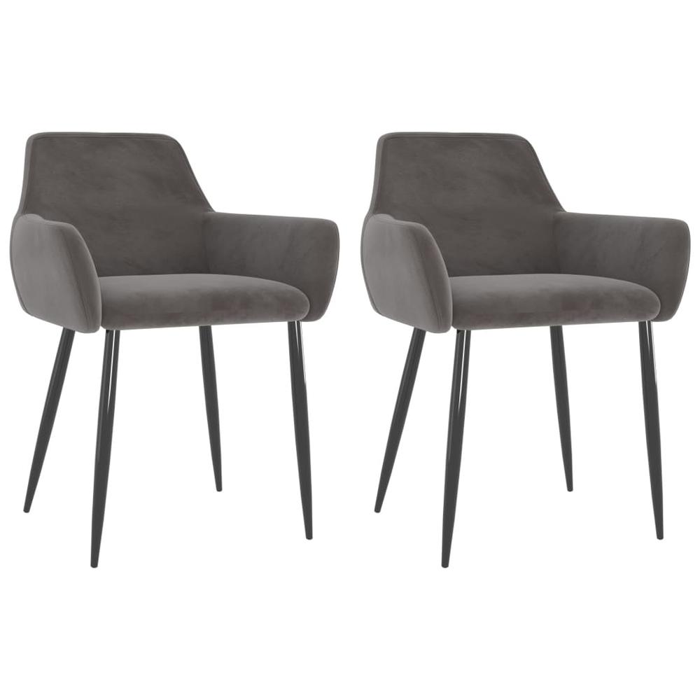 vidaXL Dining Chairs 2 pcs Dark Gray Velvet. Picture 1