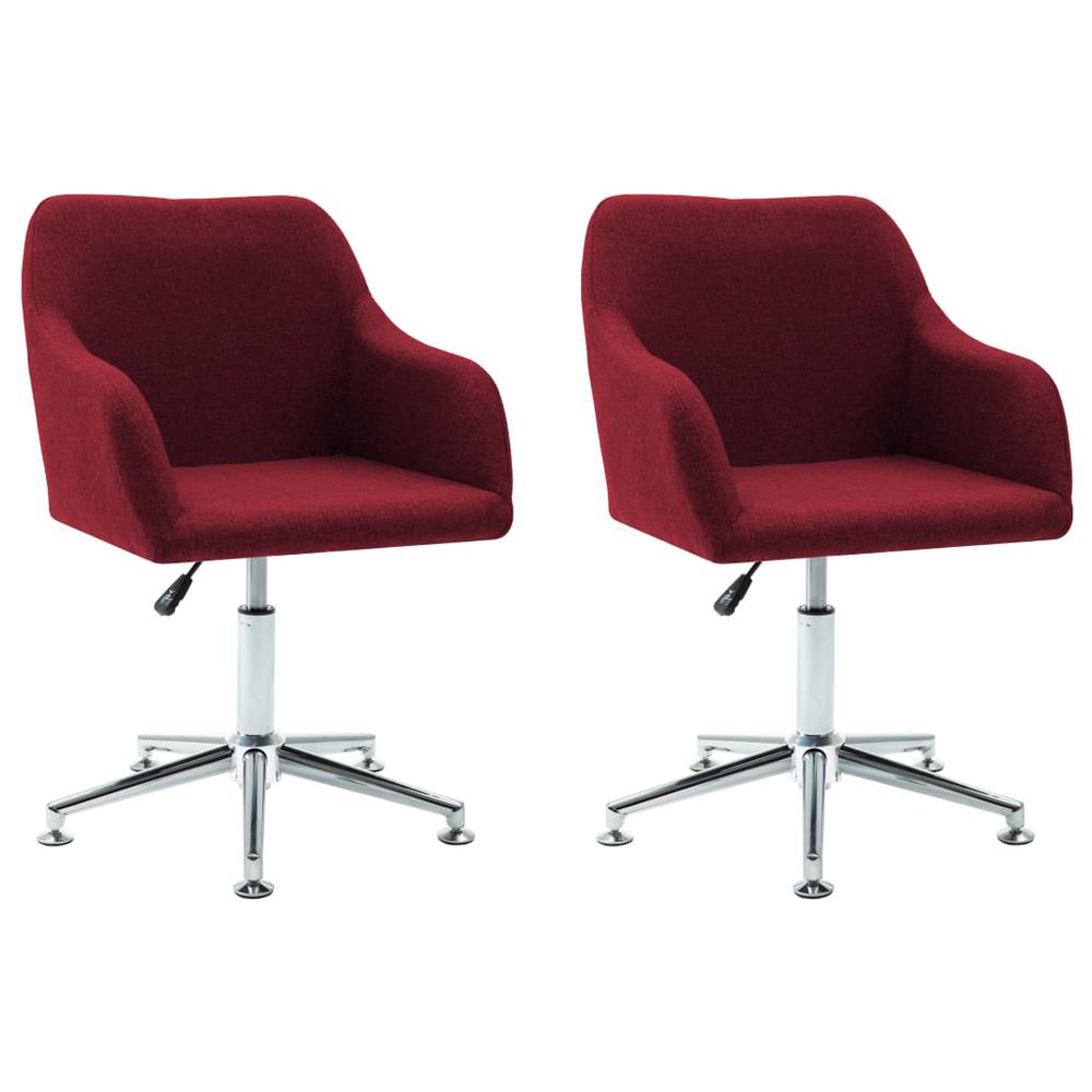 vidaXL Swivel Dining Chairs 2 pcs Wine Red Fabric. Picture 2