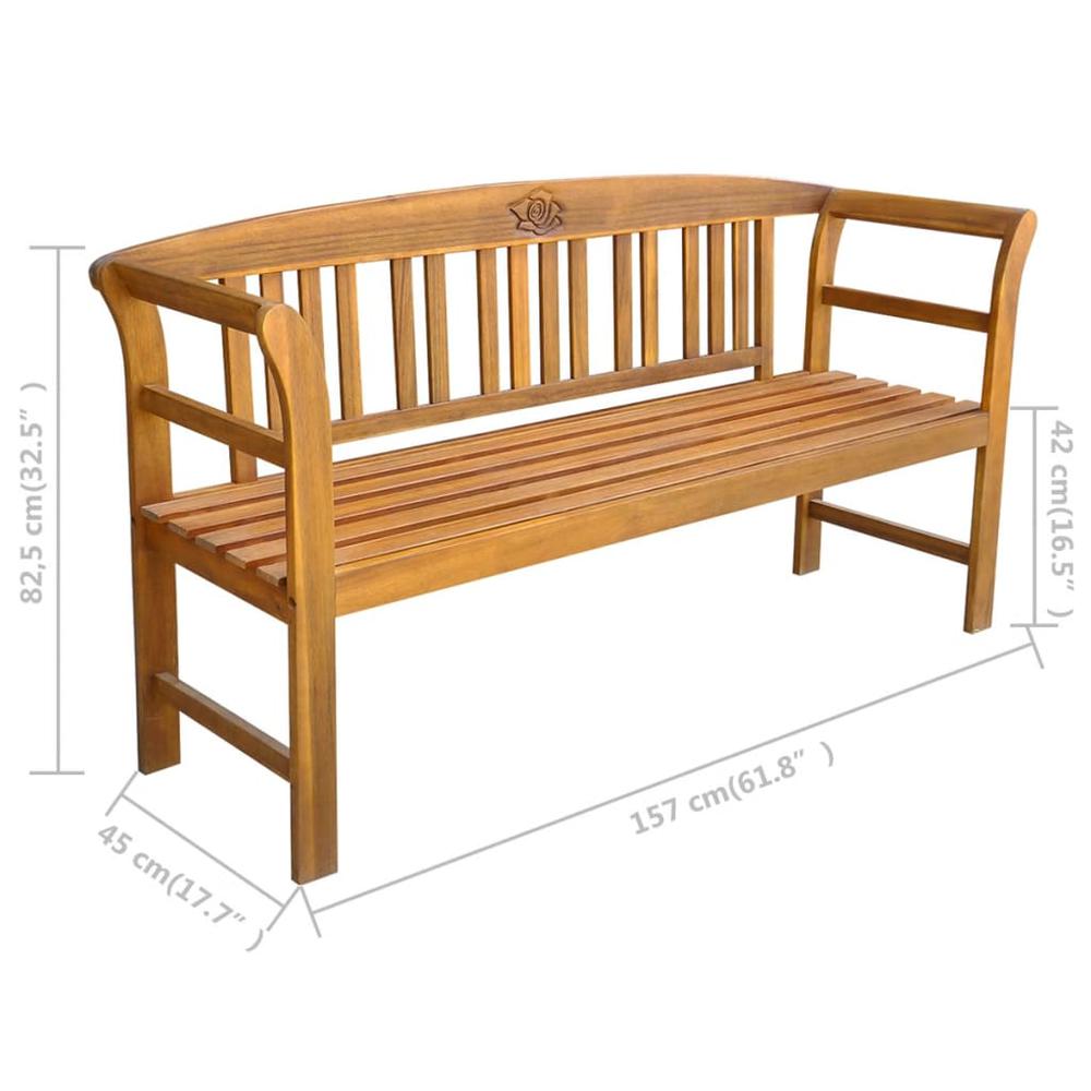 vidaXL Patio Bench with Cushion 61.8" Solid Acacia Wood, 3064292. Picture 11