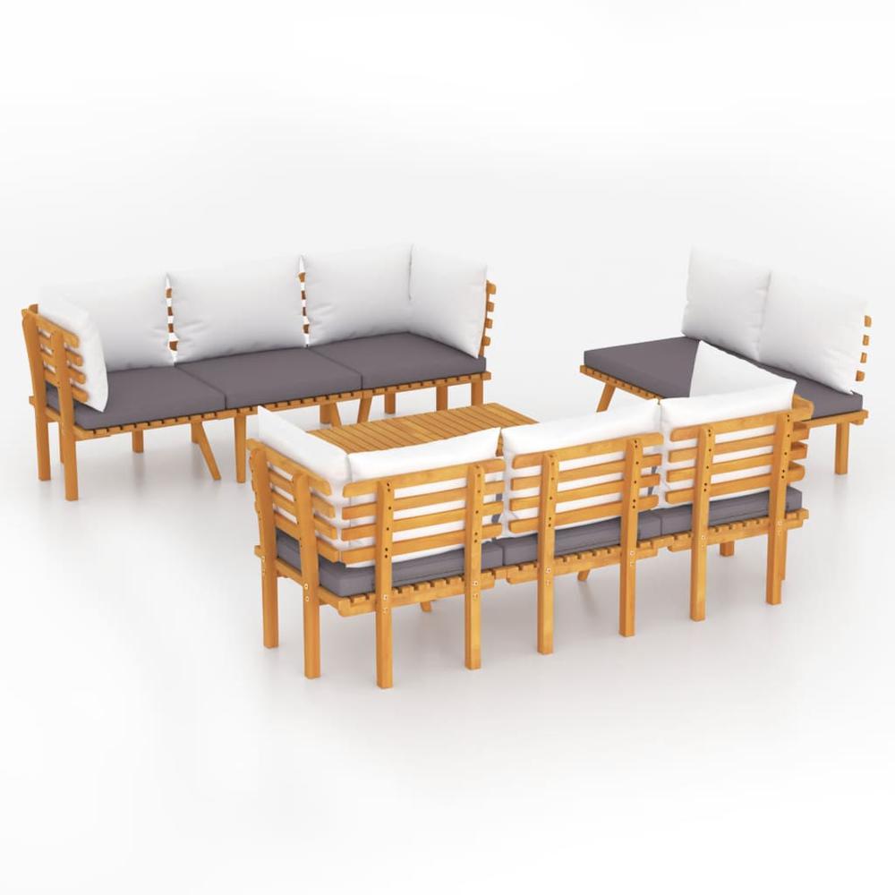 vidaXL 8 Piece Patio Lounge Set with Cushions Solid Acacia Wood, 3087013. Picture 2