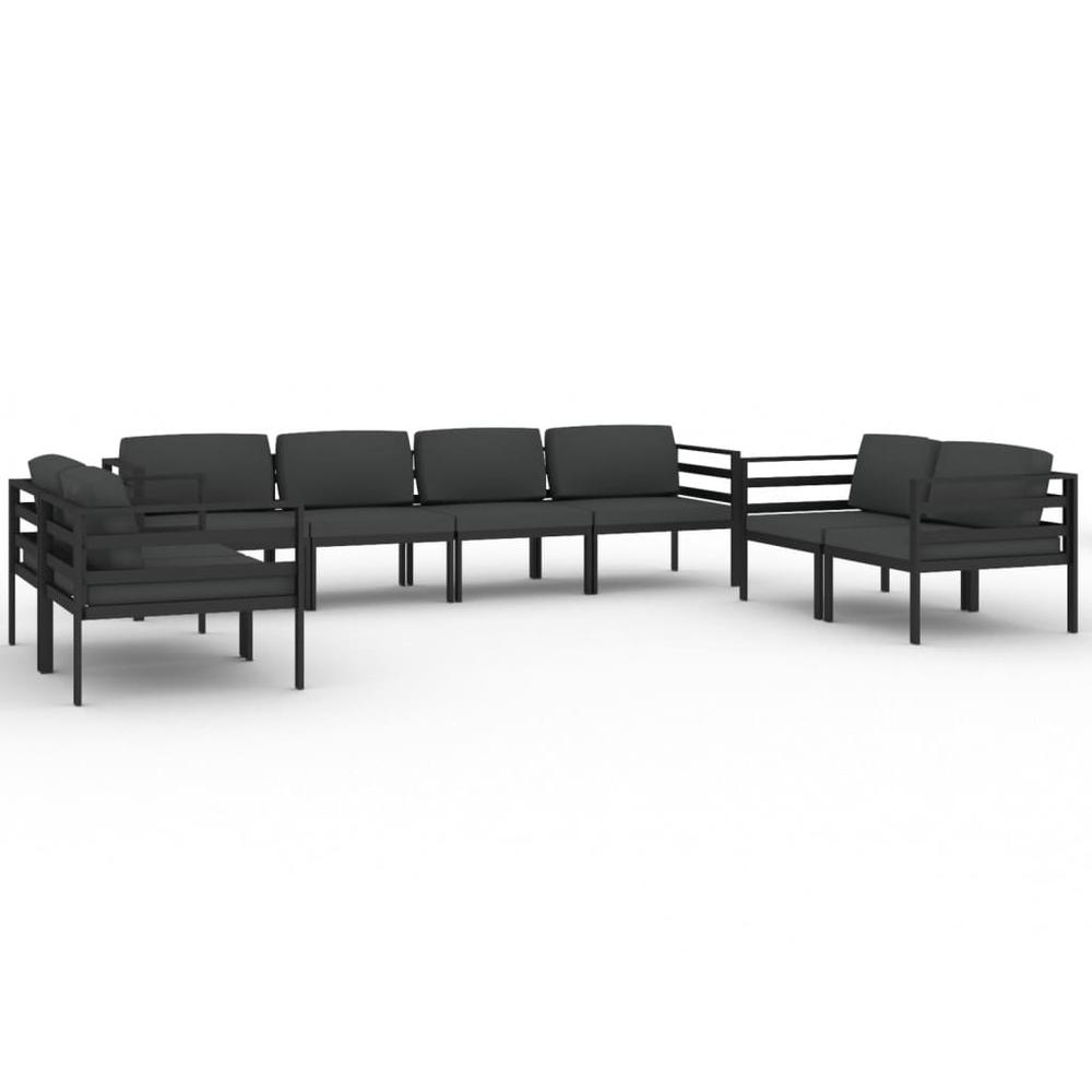 vidaXL 8 Piece Patio Lounge Set with Cushions Aluminum Anthracite, 3107798. Picture 2