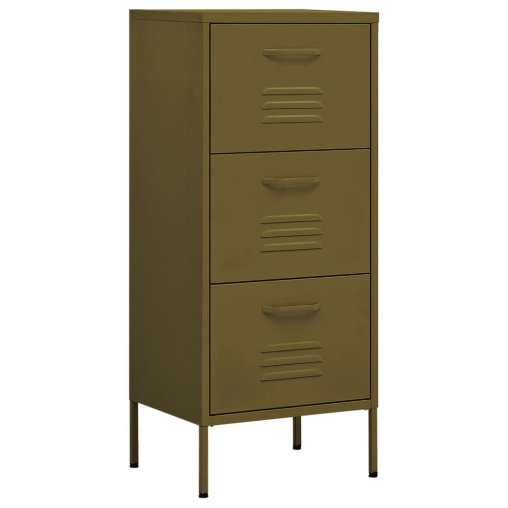 vidaXL Storage Cabinet Olive Green 16.7"x13.8"x40" Steel, 336180. Picture 2
