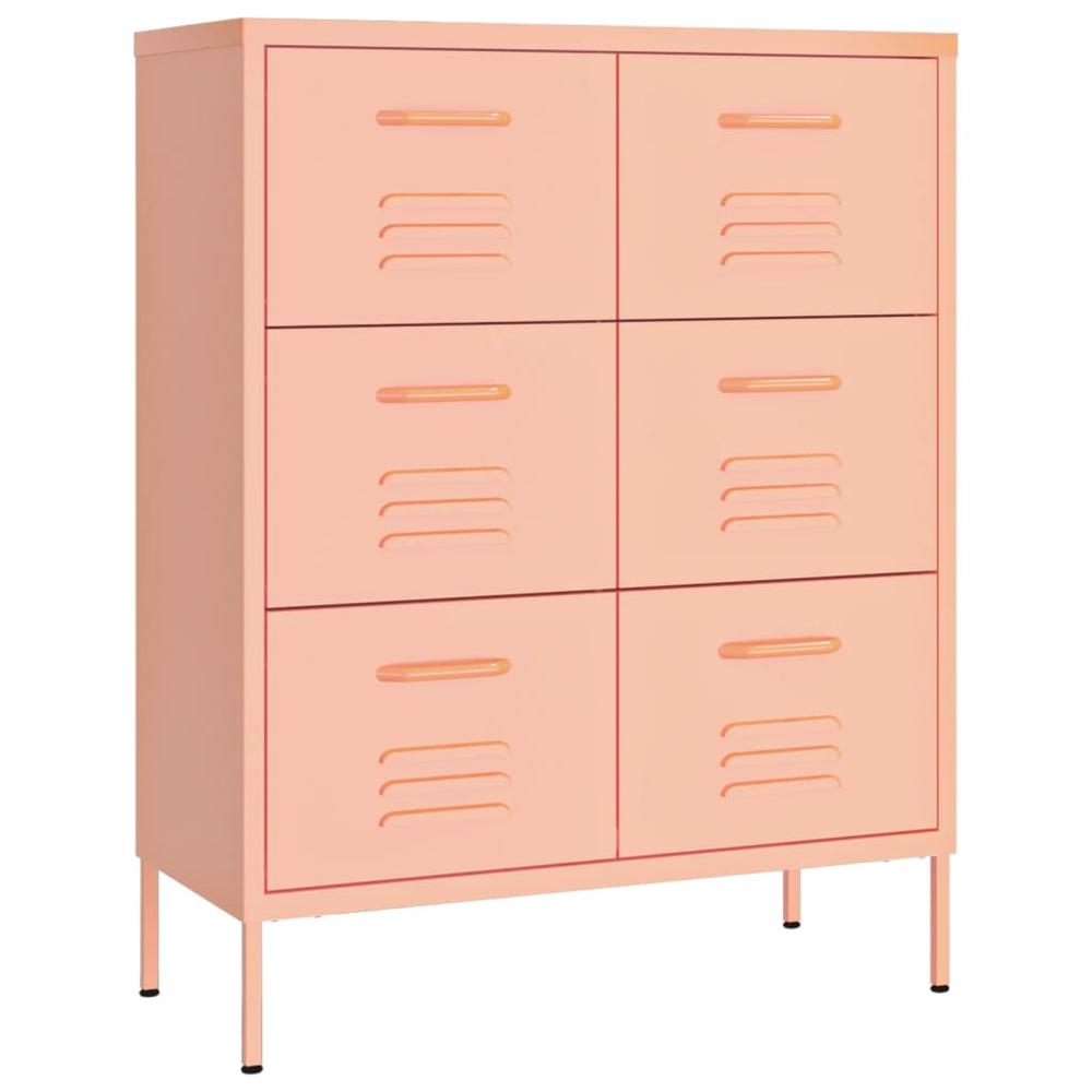 vidaXL Drawer Cabinet Pink 31.5"x13.8"x40" Steel. Picture 2