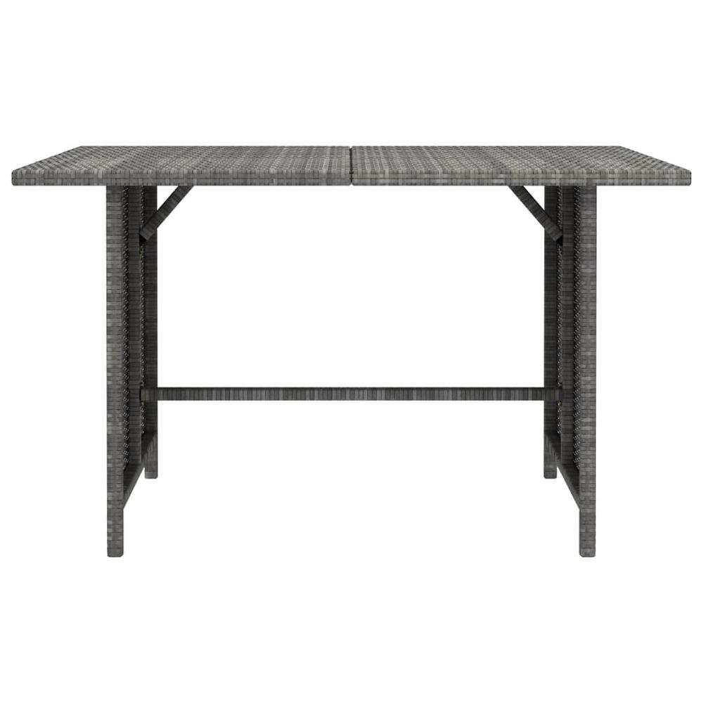 vidaXL Patio Dining Table Gray 43.3"x27.6"x25.6" Poly Rattan. Picture 2