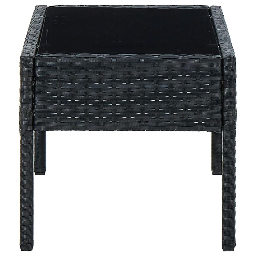 vidaXL Patio Table Black 29.5"x15.7"x14.6" Poly Rattan. Picture 3