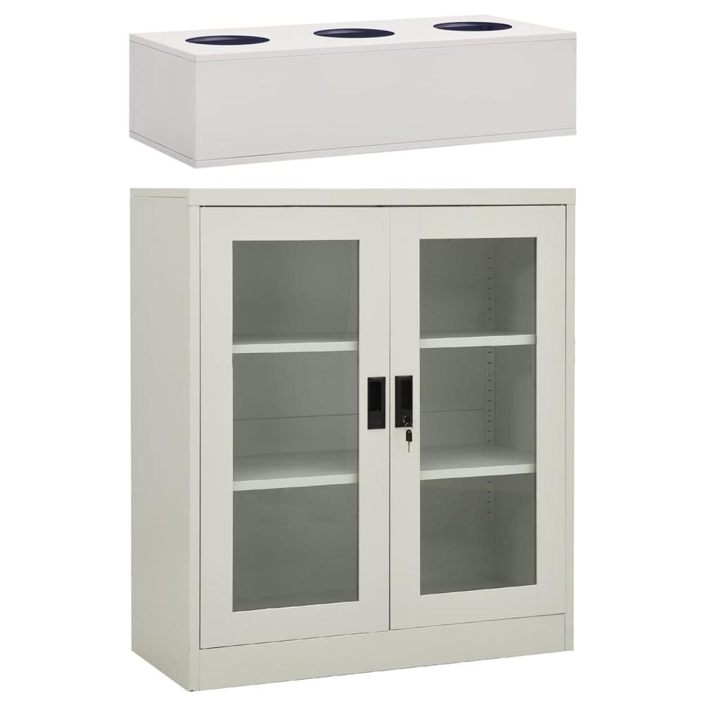 vidaXL Office Cabinet with Planter Box Light Gray 35.4"x15.7"x50.4" Steel. Picture 1