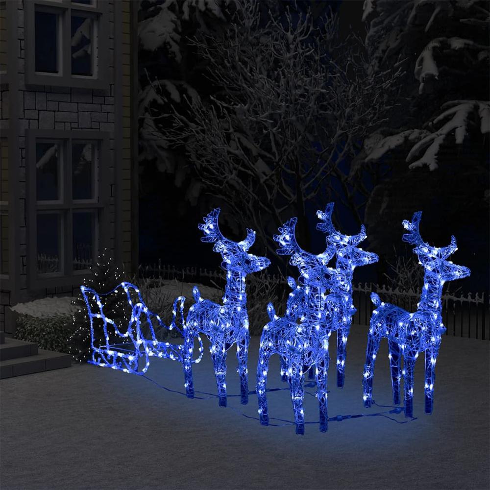 vidaXL Reindeers & Sleigh Christmas Decoration 110.2"x11"x21.7" Acrylic, 328530. Picture 1
