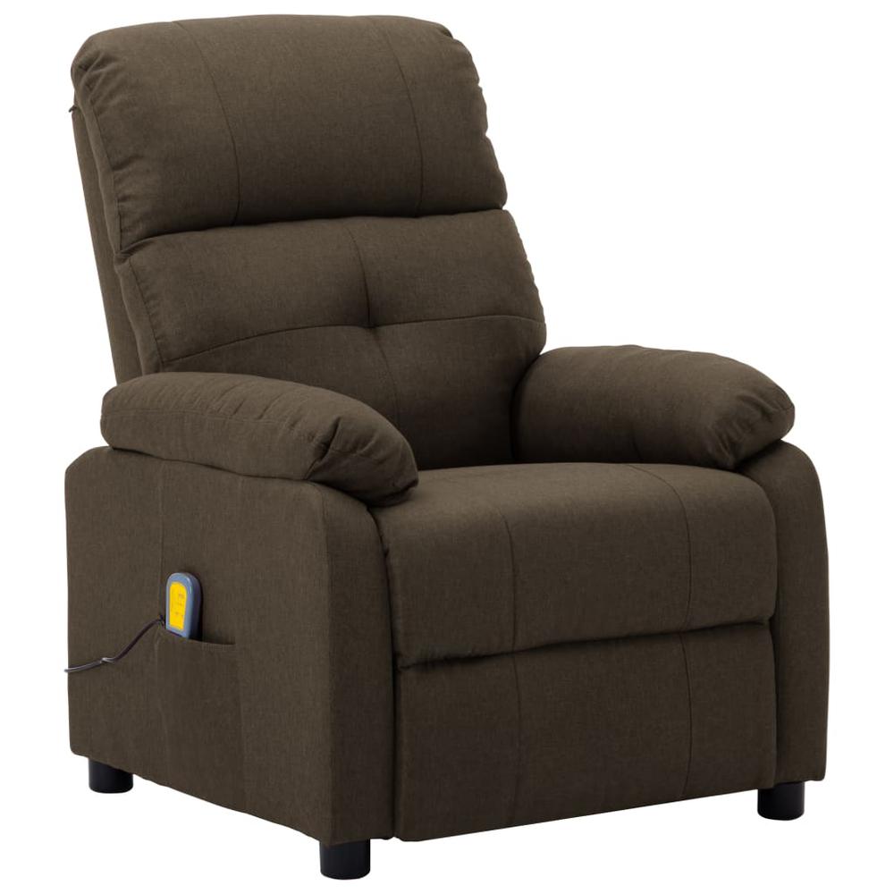 vidaXL Massage Recliner Chair Brown Fabric. Picture 1