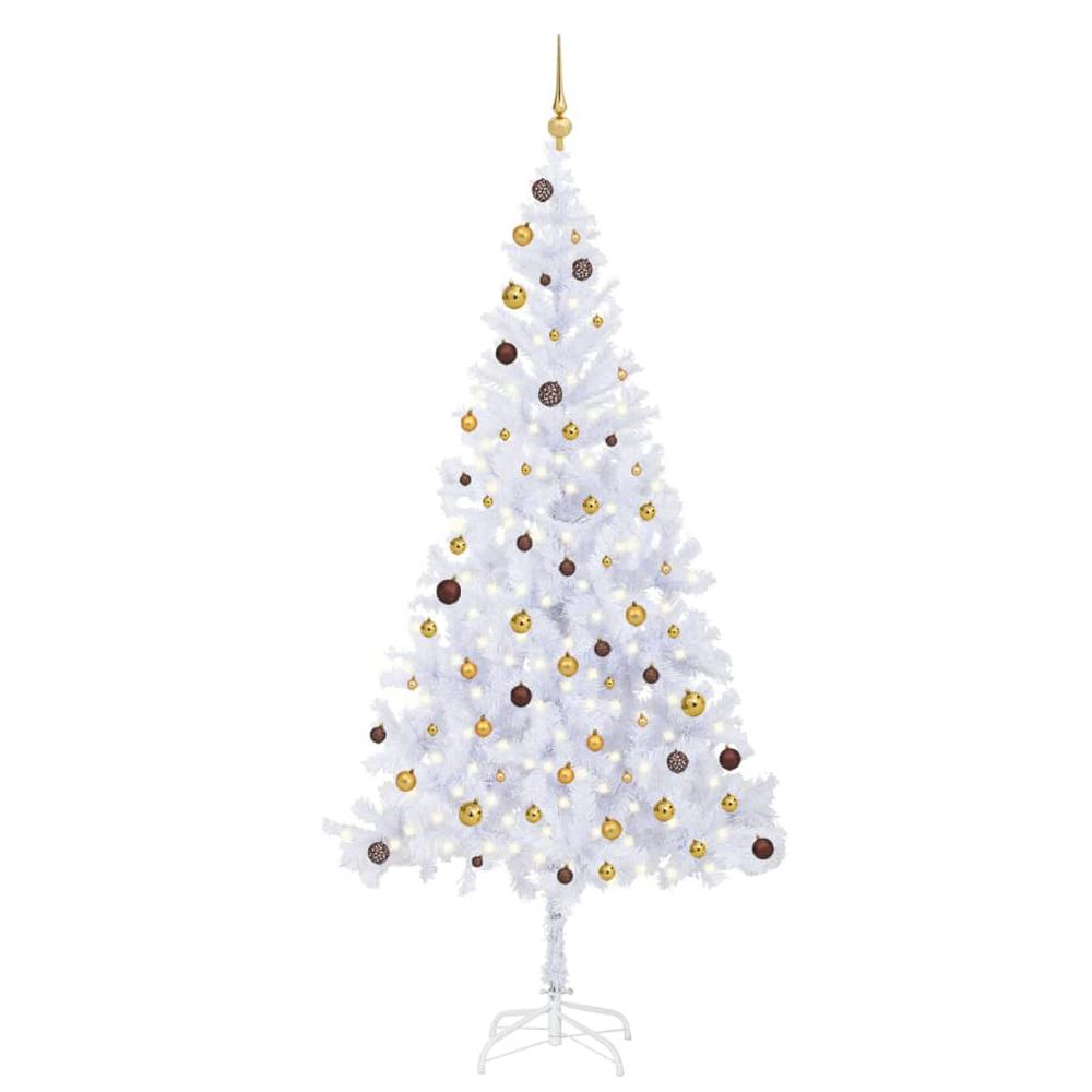 vidaXL Artificial Christmas Tree with LEDs&Ball Set 82.7" 910 Branches, 3077495. Picture 1