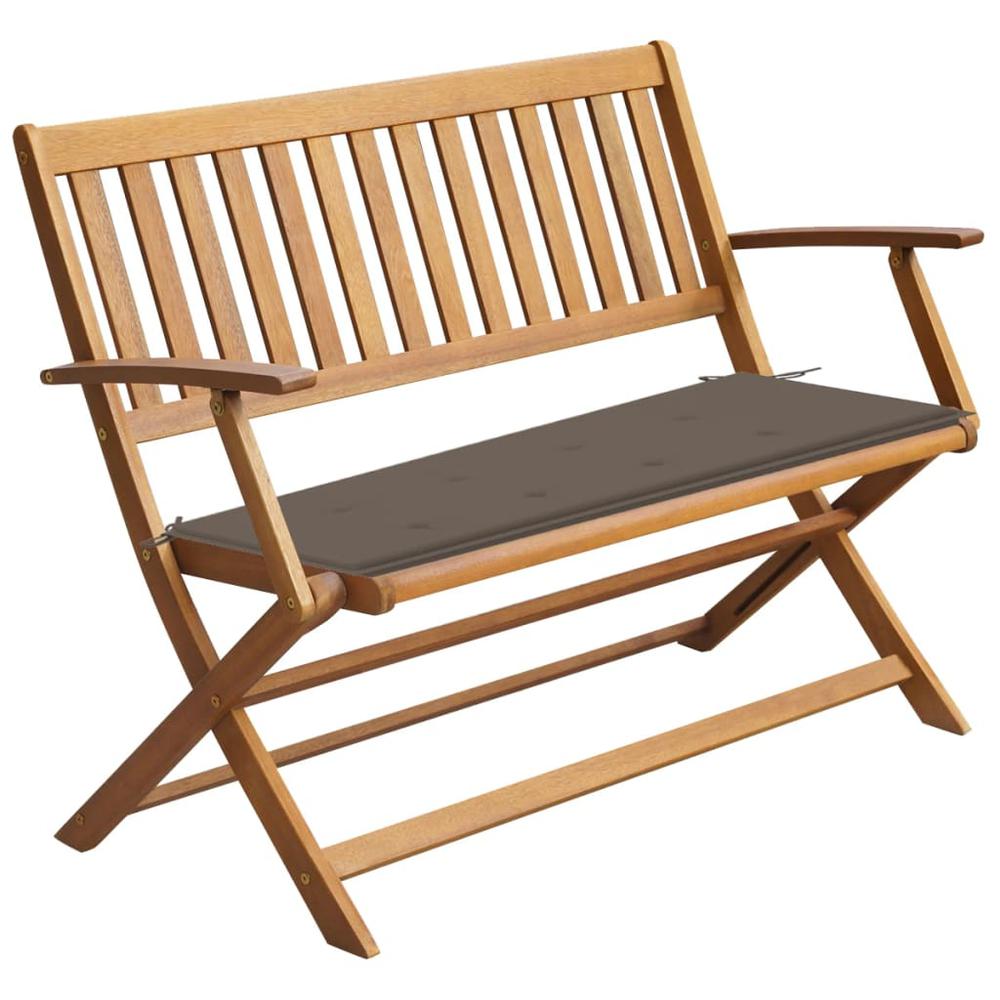 vidaXL Patio Bench with Cushion 47.2" Solid Acacia Wood, 3064247. Picture 1