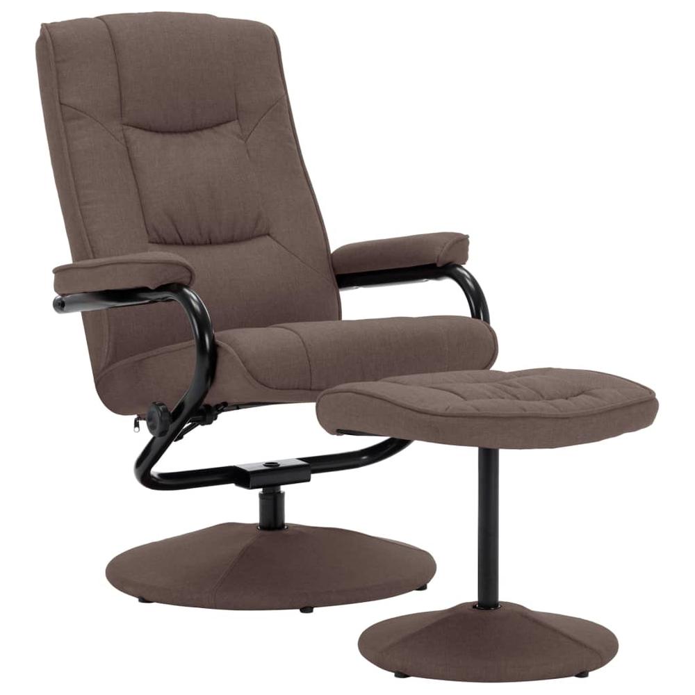 vidaXL Recliner Chair with Footrest Brown Fabric. Picture 2
