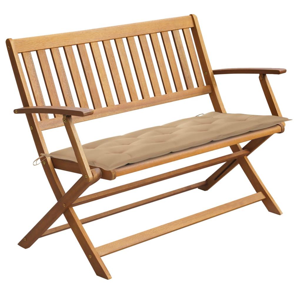 vidaXL Patio Bench with Cushion 47.2'' Solid Acacia Wood, 3064257. Picture 1