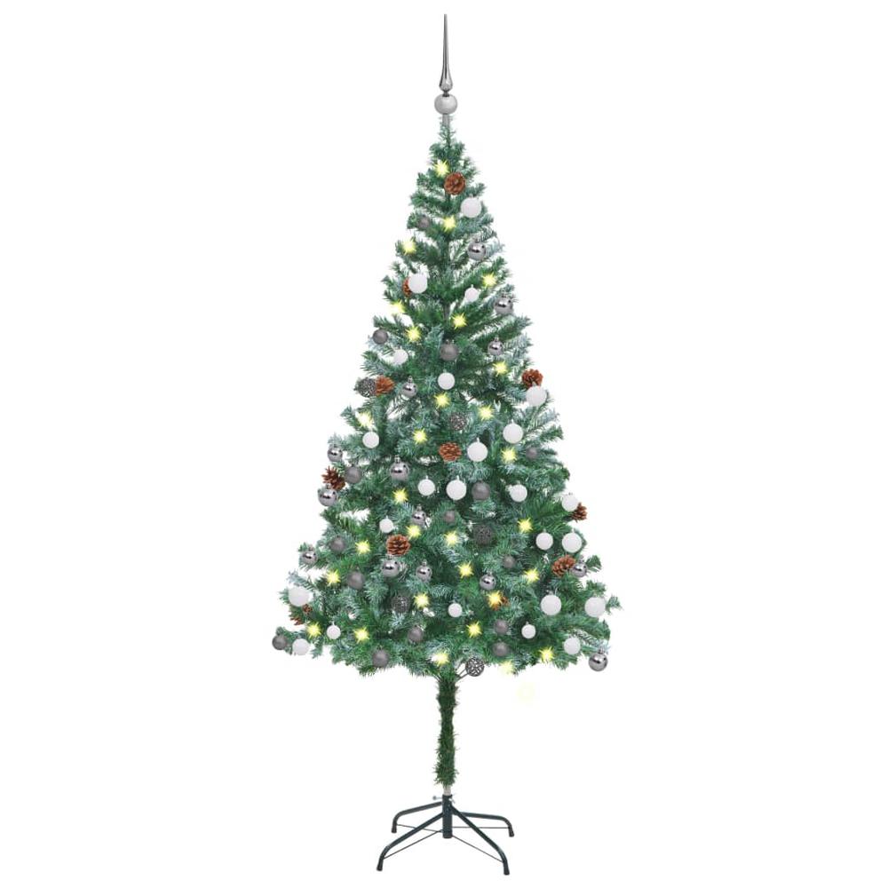 vidaXL Artificial Christmas Tree with LEDs&Ball Set Pinecones 70.9", 3077700. Picture 1