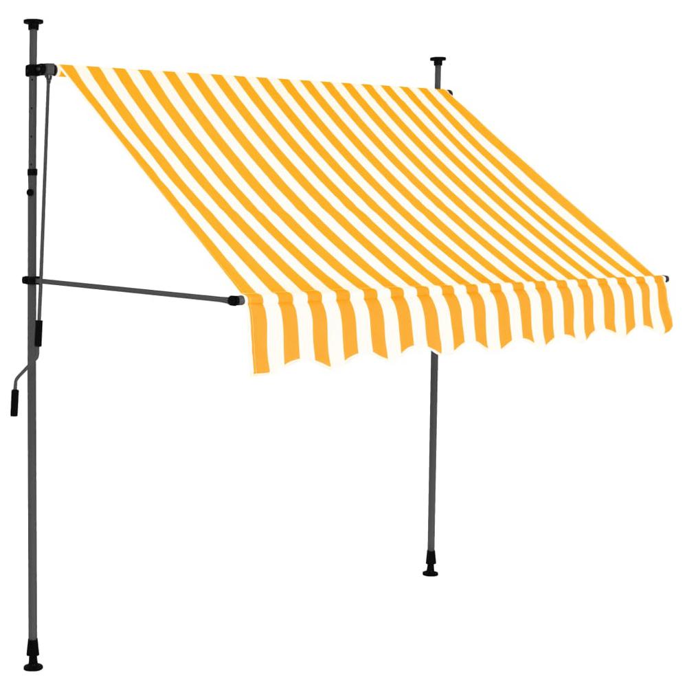 vidaXL Manual Retractable Awning with LED 78.7" White and Orange. Picture 2