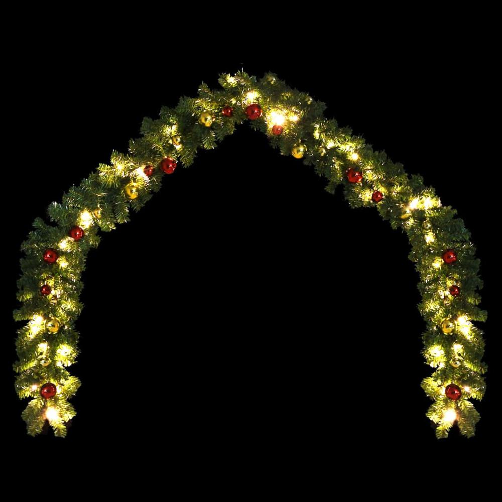 vidaXL Christmas Garland Decorated with Baubles and LED Lights 393.7". Picture 3
