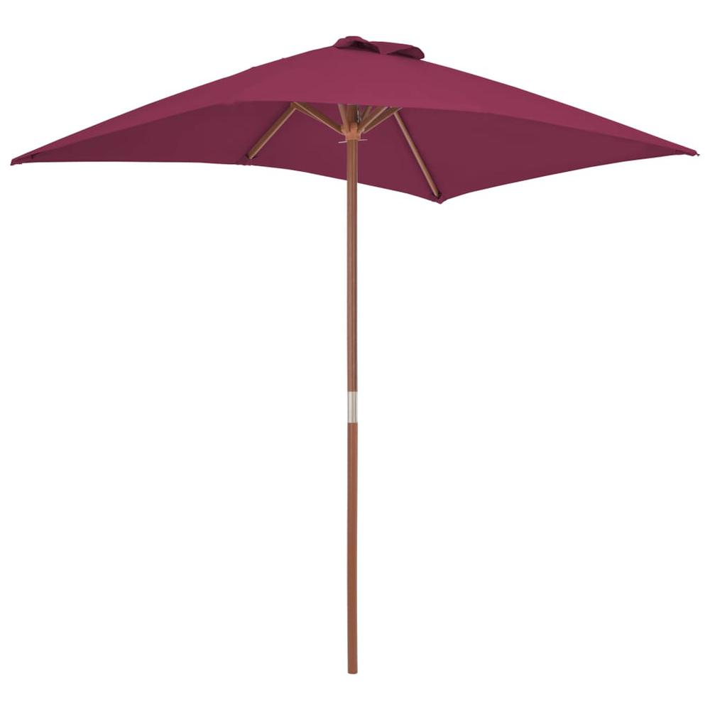 vidaXL Outdoor Parasol with Wooden Pole 59.1"x78.7" Bordeaux Red. Picture 4