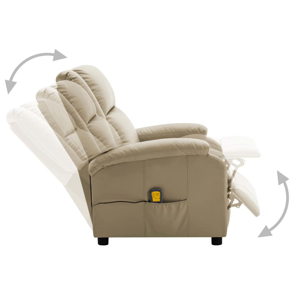 vidaXL Electric Massage Recliner Cappuccino Faux Leather. Picture 3