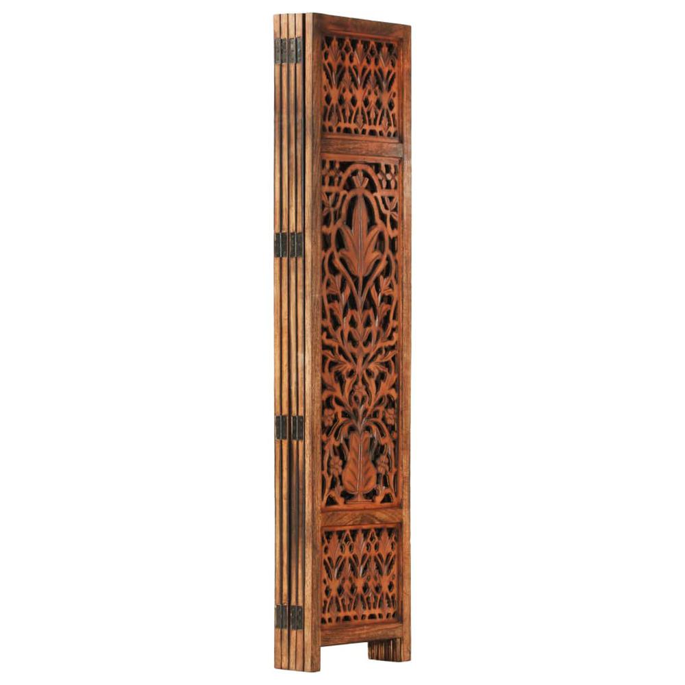 vidaXL Hand Carved 5-Panel Room Divider Brown 78.7"x65" Solid Mango Wood, 285335. Picture 3