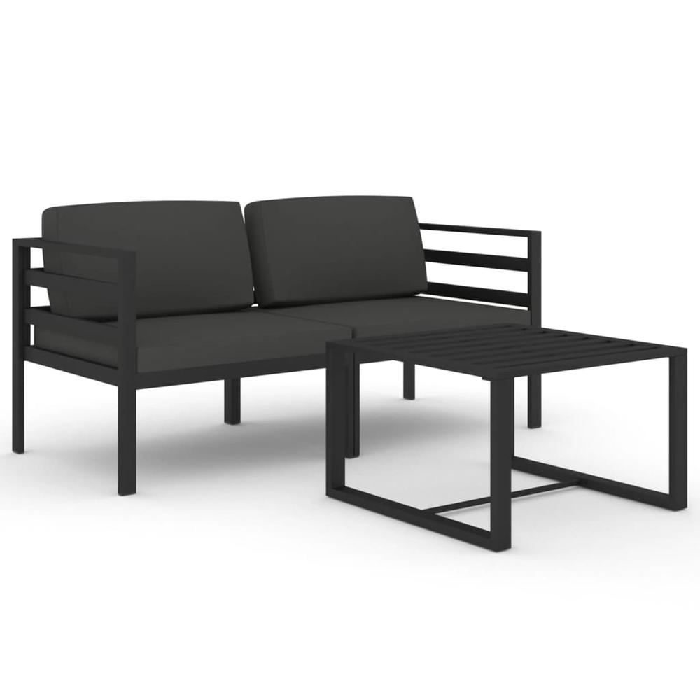 vidaXL 3 Piece Patio Lounge Set with Cushions Aluminum Anthracite, 3107779. Picture 2