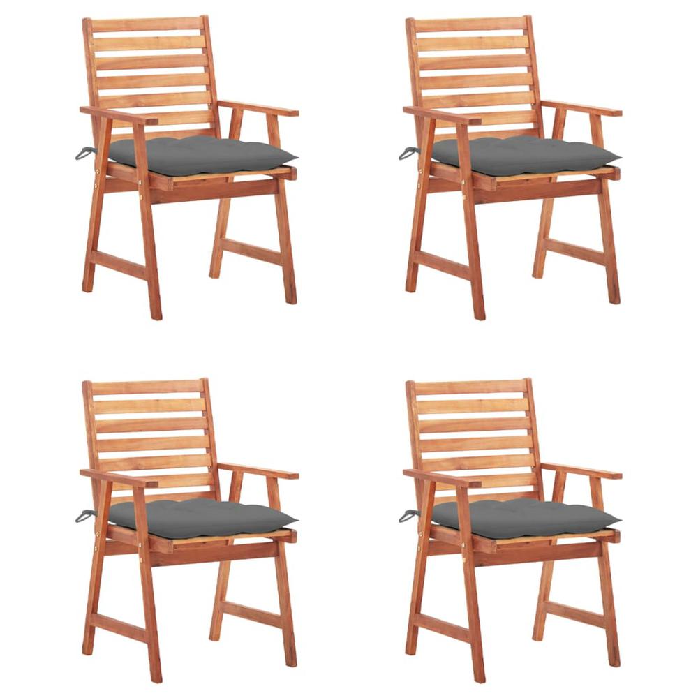 vidaXL Patio Dining Chairs 4 pcs with Cushions Solid Acacia Wood, 3078336. Picture 1