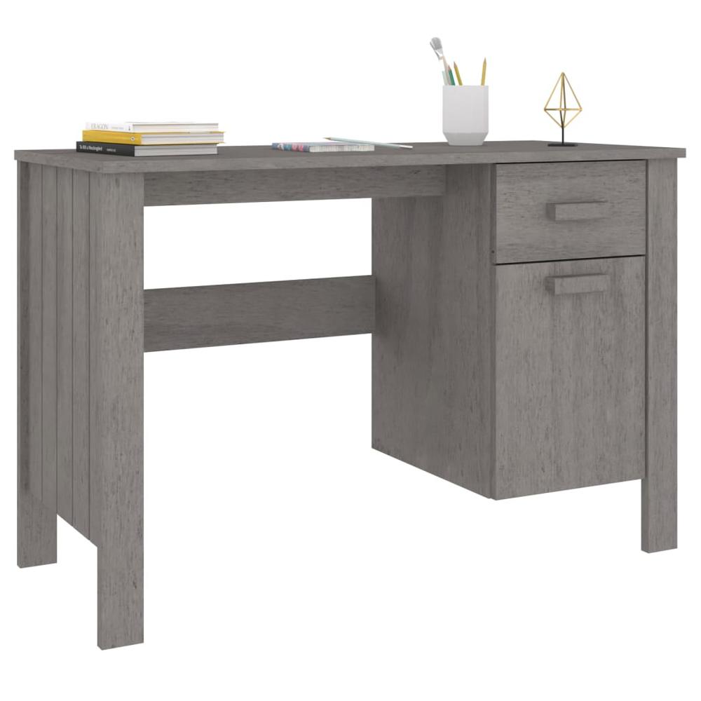 vidaXL Desk Light Gray 44.5"x19.7"x29.5" Solid Wood Pine. Picture 4
