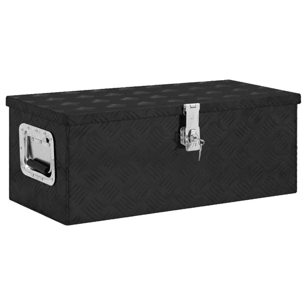 vidaXL Storage Box Black 27.6"x12.2"x10.6" Aluminum. Picture 1