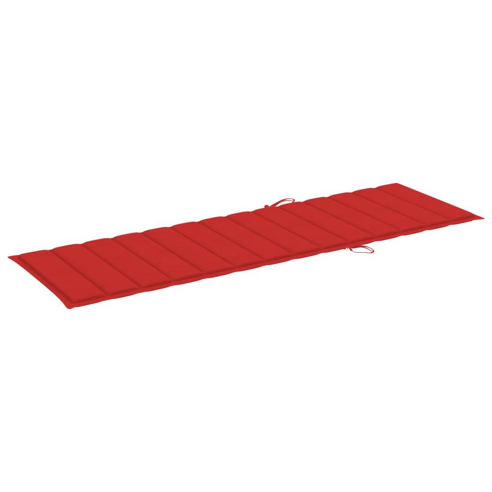 vidaXL Sun Lounger Cushion Red 78.7"x23.6"x1.2" Fabric. Picture 3
