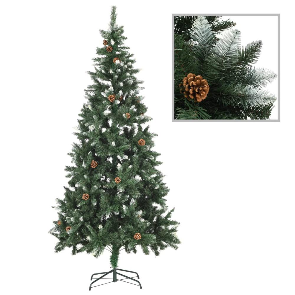 vidaXL Artificial Christmas Tree with Pine Cones and White Glitter 82.7". Picture 1
