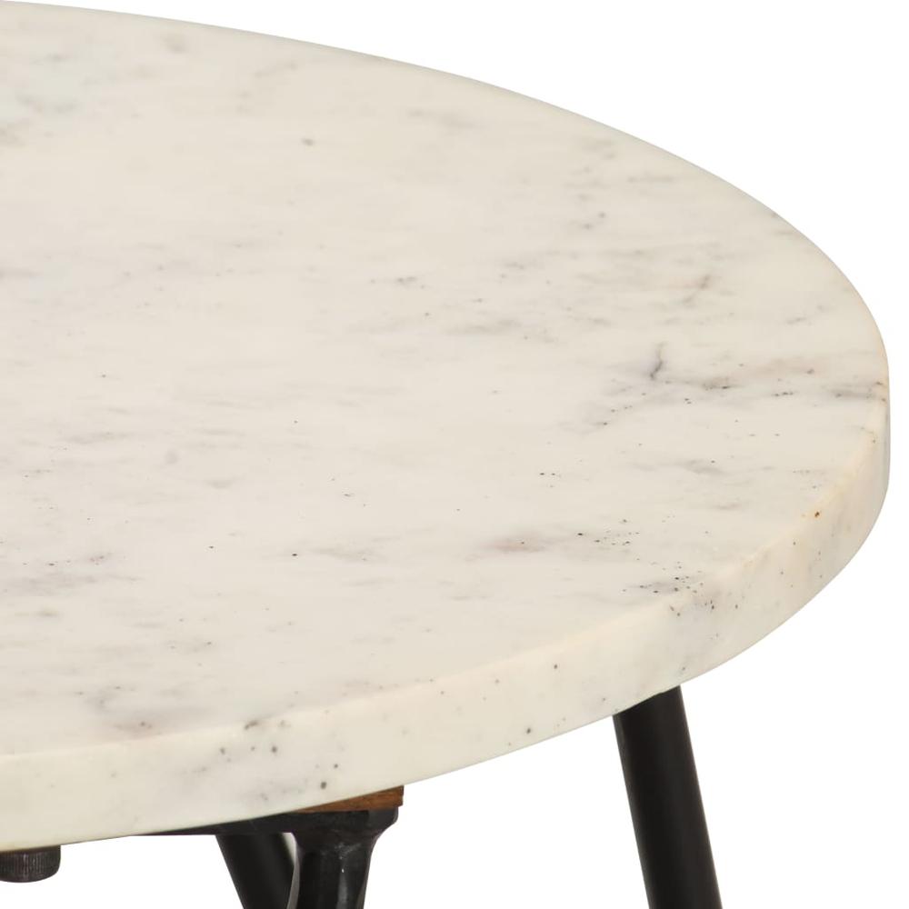 vidaXL Coffee Table White 15.7"x15.7"x15.7" Real Stone with Marble Texture. Picture 3