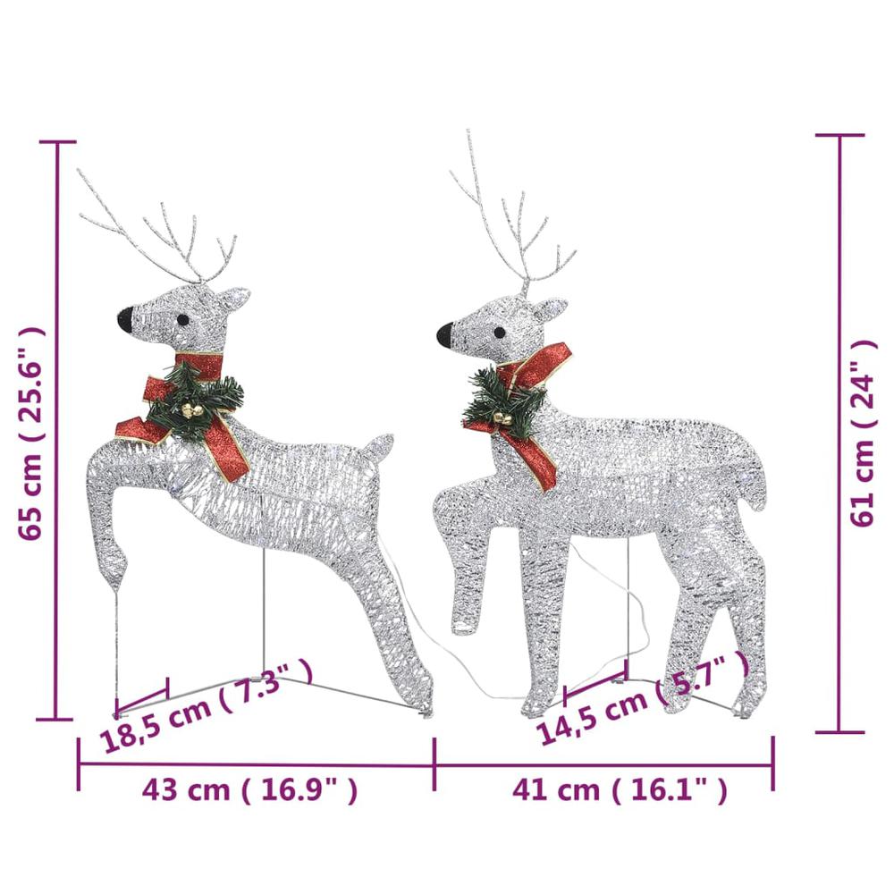 vidaXL Reindeer & Sleigh Christmas Decoration 100 LEDs Outdoor Silver, 3100428. Picture 11