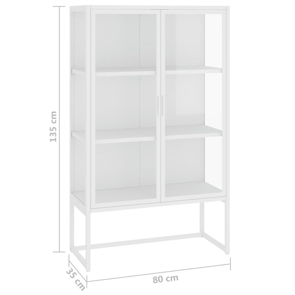 vidaXL Highboard White 31.5"x13.8"x53.1" Steel and Tempered Glass. Picture 11