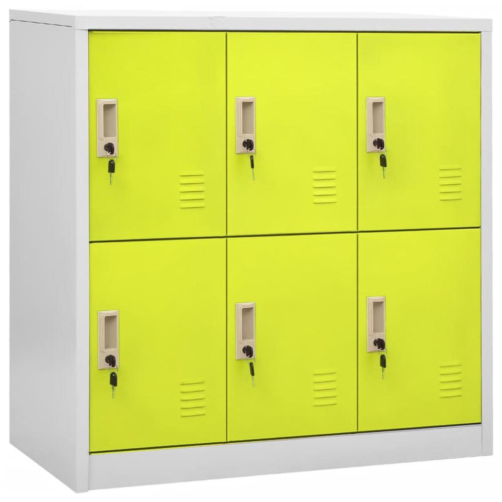 vidaXL Locker Cabinets 2 pcs Light Gray and Green 35.4"x17.7"x36.4" Steel, 3095234. Picture 2