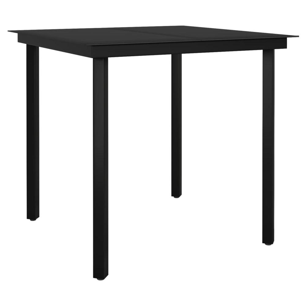 vidaXL Patio Dining Table Black 31.5"x31.5"x29.1" Steel and Glass, 318746. Picture 2