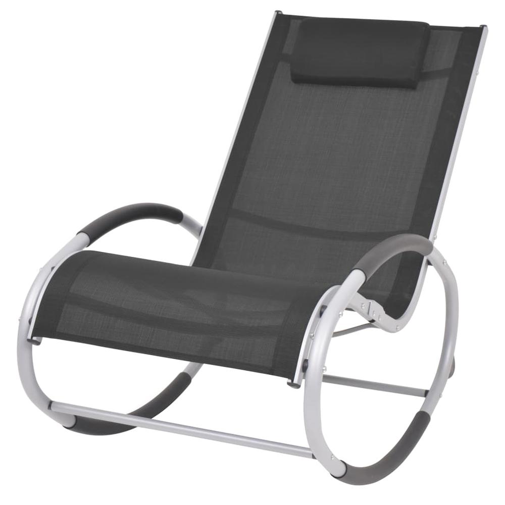 vidaXL Outdoor Rocking Chair Black Textilene. Picture 1