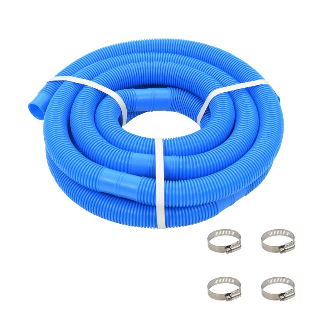 vidaXL Pool Hose with Clamps Blue 1.4" 19.6', 91749. Picture 1