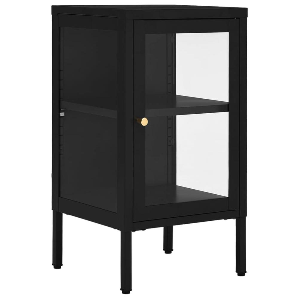 vidaXL Sideboard Black 15"x13.8"x27.6" Steel and Glass. Picture 2