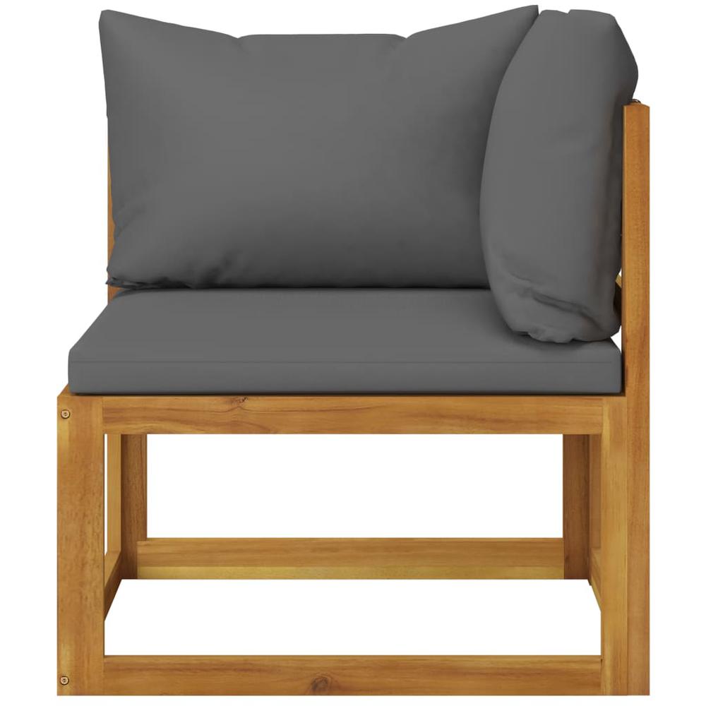 vidaXL Sectional Corner Sofa & Dark Gray Cushion Solid Acacia Wood. Picture 2