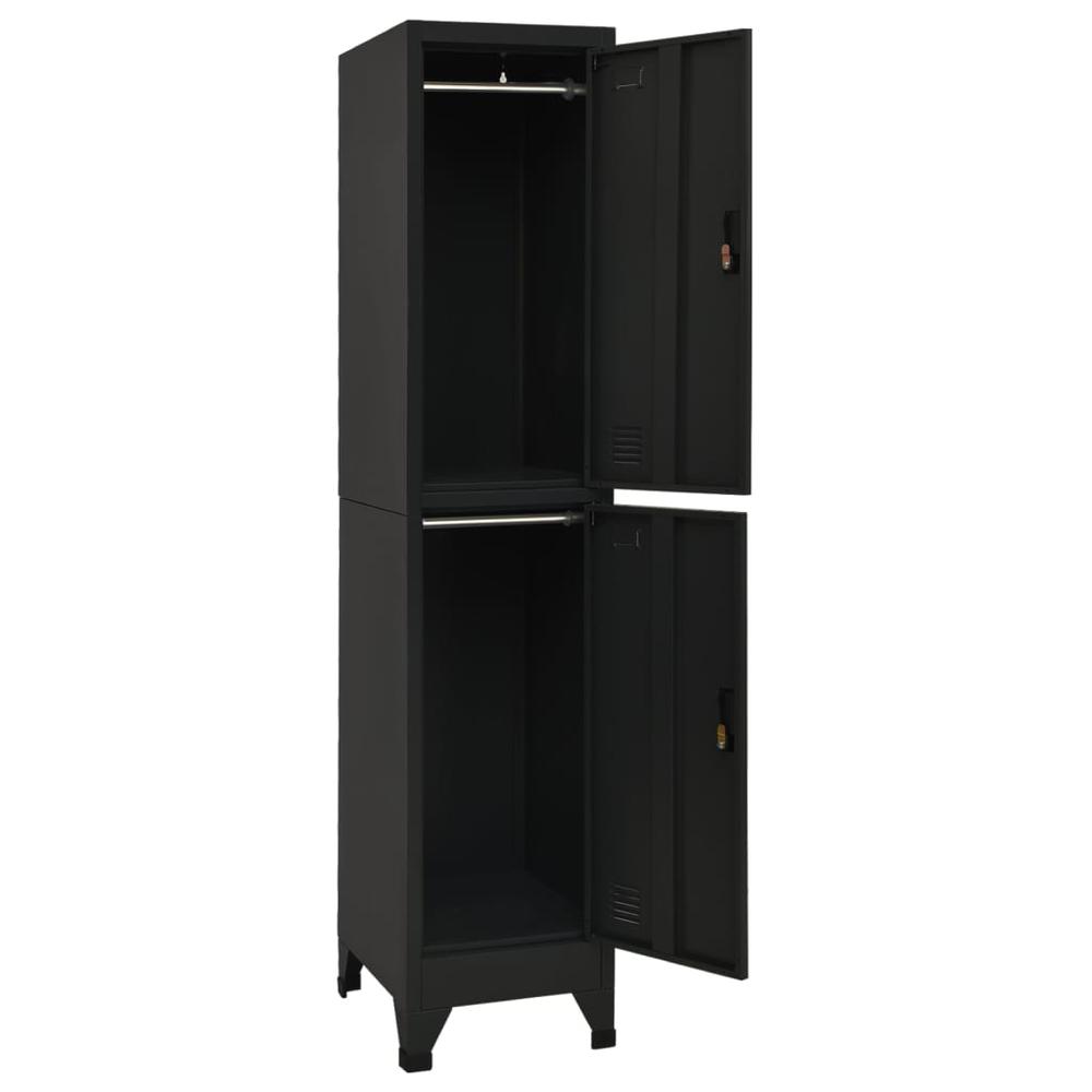 vidaXL Locker Cabinet Black 15"x17.7"x70.9" Steel, 339778. Picture 3