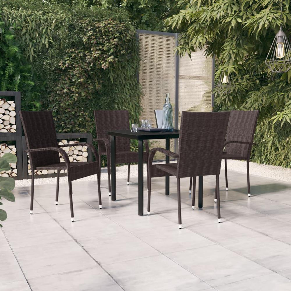 vidaXL 5 Piece Patio Dining Set Brown and Black, 3099384. Picture 1