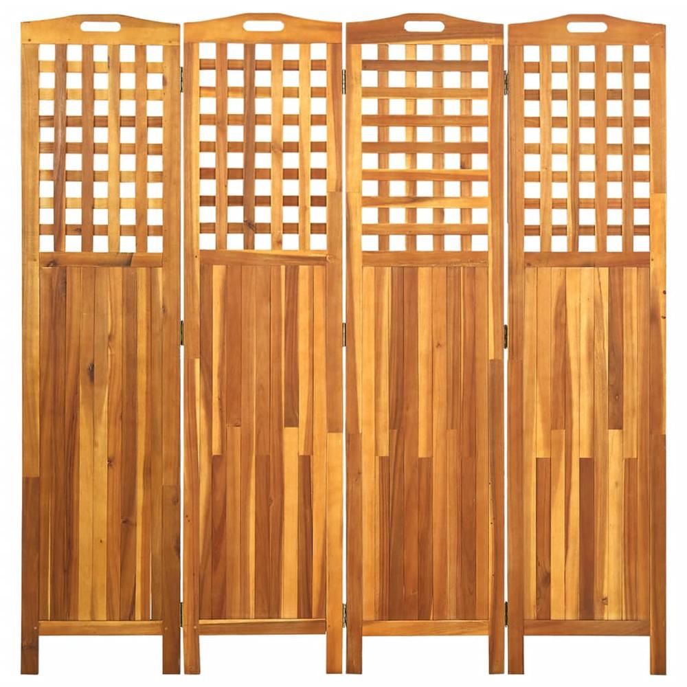 vidaXL 4-Panel Room Divider 63.4"x0.8"x66.9" Solid Acacia Wood. Picture 2