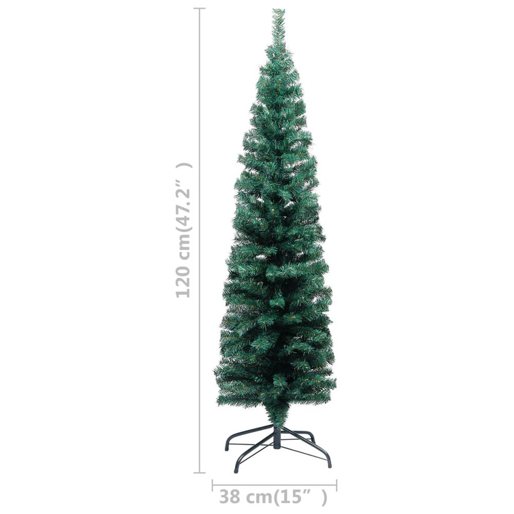 vidaXL Slim Artificial Christmas Tree with LEDs&Ball Set Green 47.2", 3077802. Picture 12