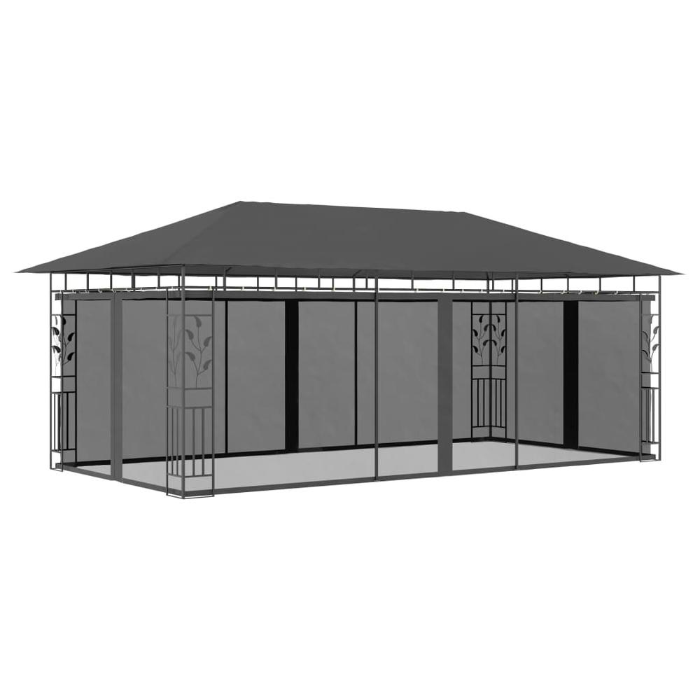 vidaXL Gazebo with Mosquito Net 19.7'x9.8'x9' Anthracite, 47974. Picture 1