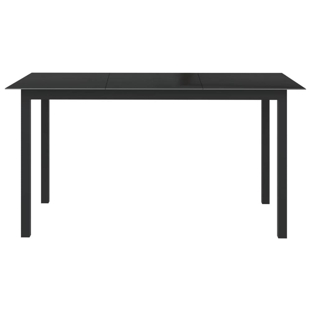 vidaXL Patio Table Black 59.1"x35.4"x29.1" Aluminum and Glass. Picture 2