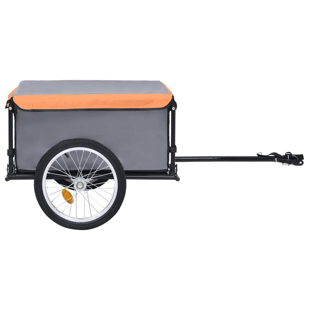 vidaXL Bike Cargo Trailer Gray and Orange 143.3 lb. Picture 3